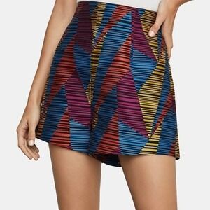 BCBGMAXAZRIA Womens Geometric‎ Print High Rise Jacquard Multicolor Shorts Size 2
